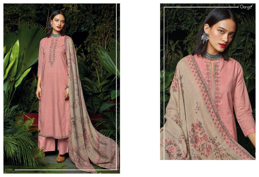 Ganga Fashions Vyara Pure Pashmina Winter 6pcs Suits Catalog